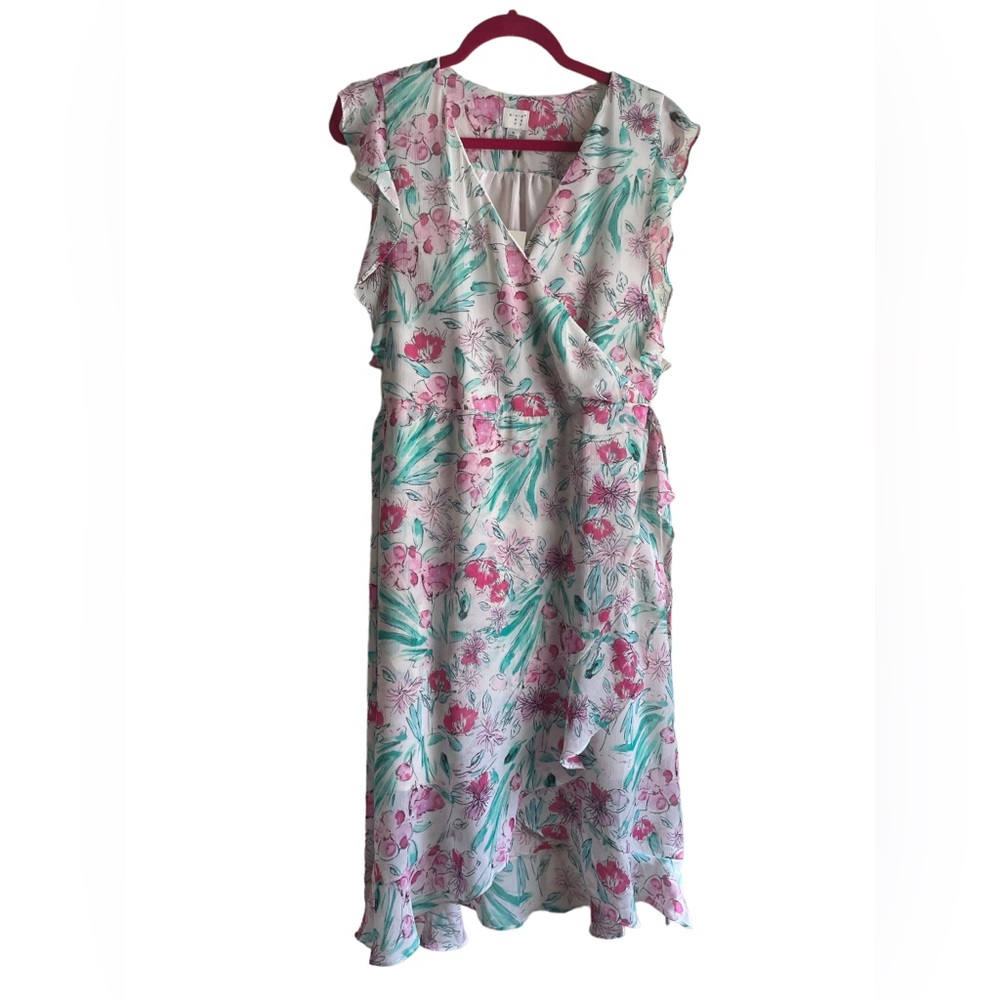 a new day floral faux wrap dress